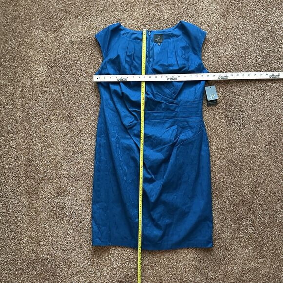Adrianna Papell Dress 14 Pleated Sheath Midi Sleeveless Blue NWT - Picture 7 of 7